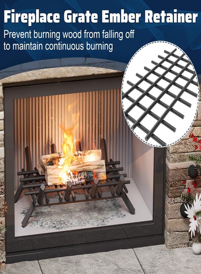 Pearwow 16 x 10 inch Fireplace Grate Ember Retainer, Extra Thick 8mm Metal Ember Retainer Screen Keep Burning Embers from Falling, Heavy Duty Ember Retainer for Fireplace Grates & Fire Pits, 1 Piece - Image 3